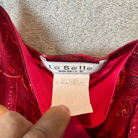 Y2K Vintage Red Bandana Print Mesh Slip Dress Boho Floral Festival Beaded Small - Picture 4 of 7